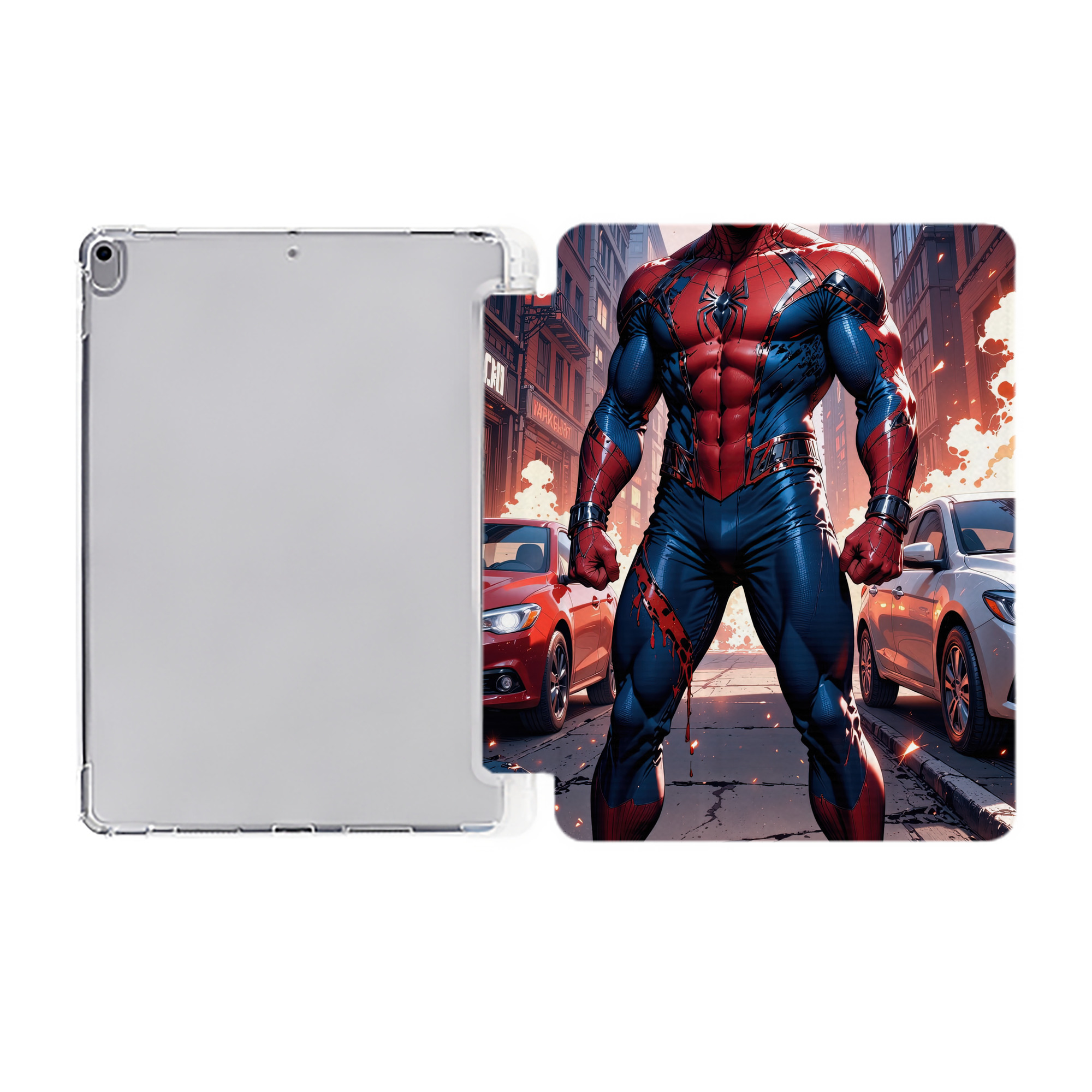 （画像用） Spider Man スパイダーマン IPad ケース ペン収納付き 三つ折りスタンド PUレザー×シリコン 対応機種9.5/10.5/10.9インチ